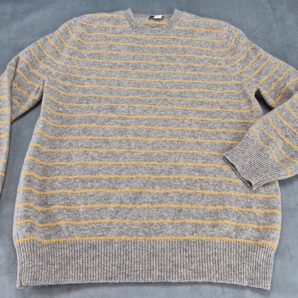 Express Women's Lambswool Sweater Gray With Yellow Stripes Size Large - Picture 2 of 7